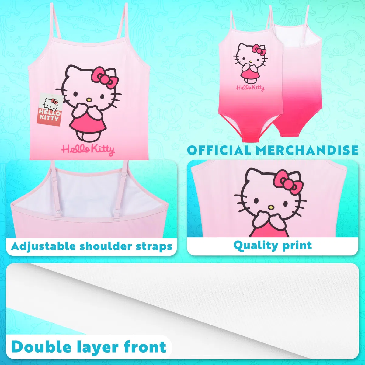 Hello Kitty Costume Piscina Bambina Costume Intero Resistente e Confortevole Costumi da Bagno Mare Ragazza per Spiaggia Piscina