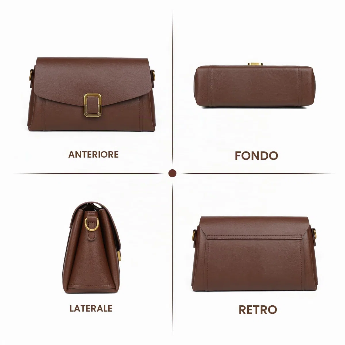 Borsa Tracolla Donna in Vera Pelle, Spallina Regolabile | Vera Pelle, 2 Tracolle Rimovibili, Stile Satchel, Compatta e Leggera, Per Viaggi, Uso Quotidiano, Lavoro e Regalo