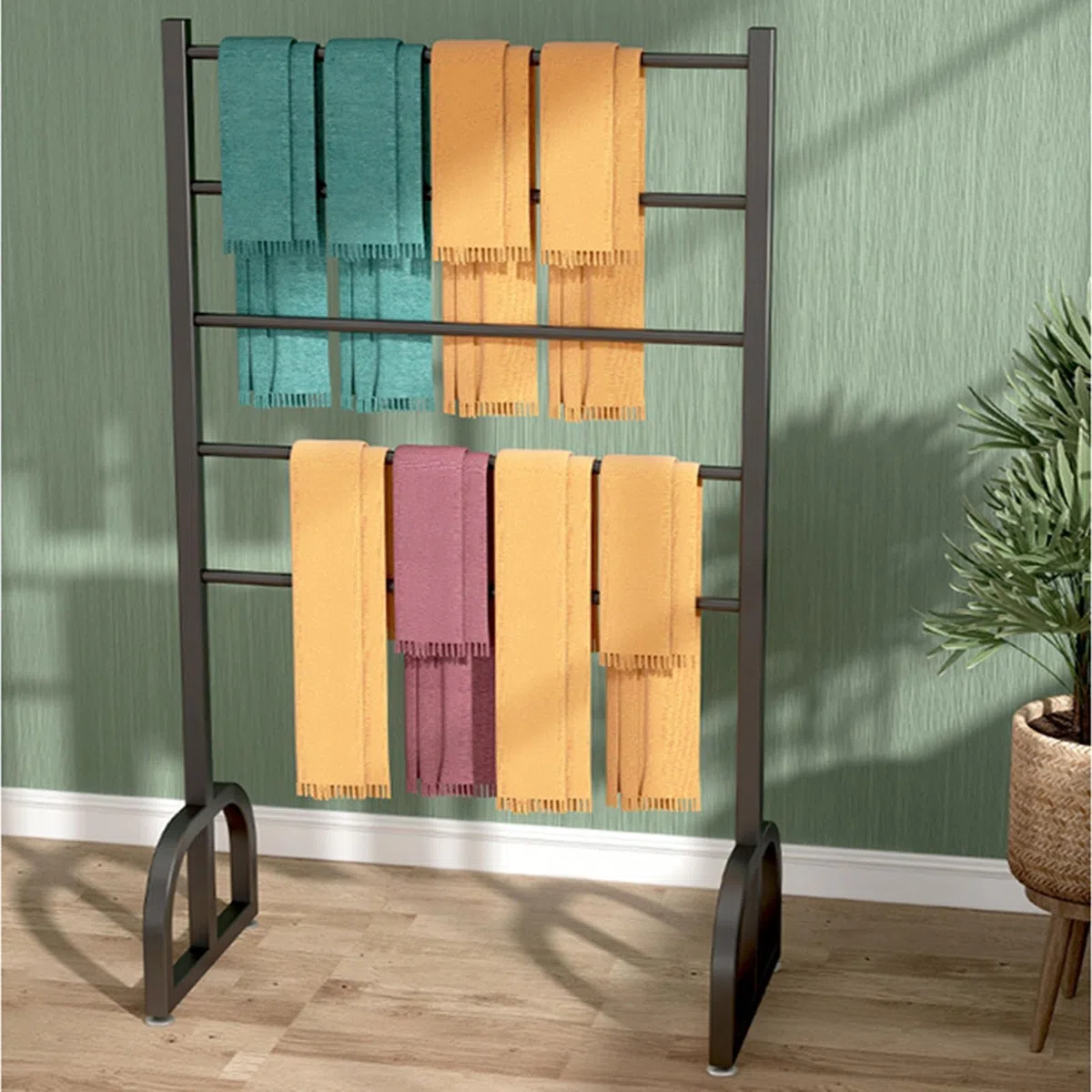 Espositore per Rotoli di Tessuto per pellicole per finestre e Carta da Parati, Portata Massima 150 kg, Versatile Supporto da Appendere per tappetini e cope,Black-150x40x60cm