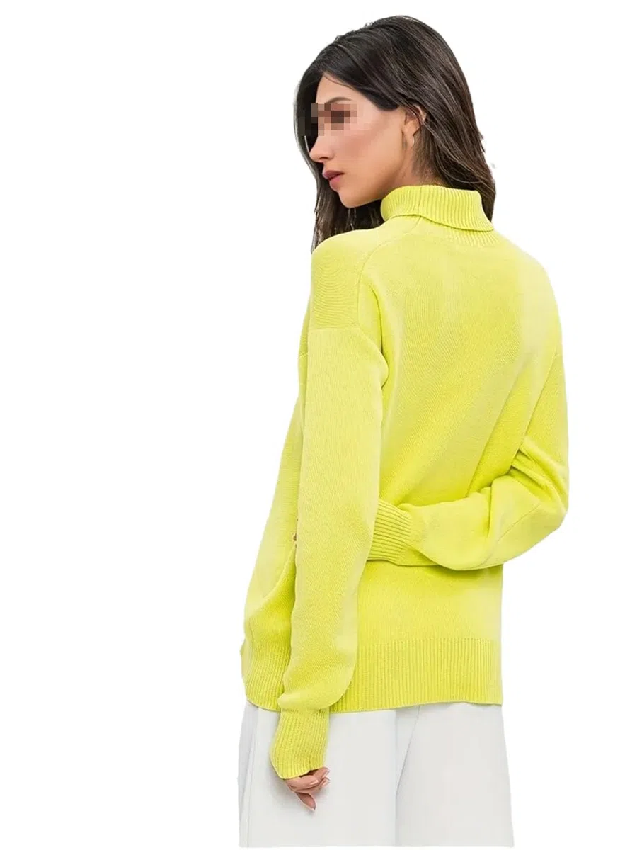 Maglione da donna a collo alto, a maniche lunghe, lavorato a maglia