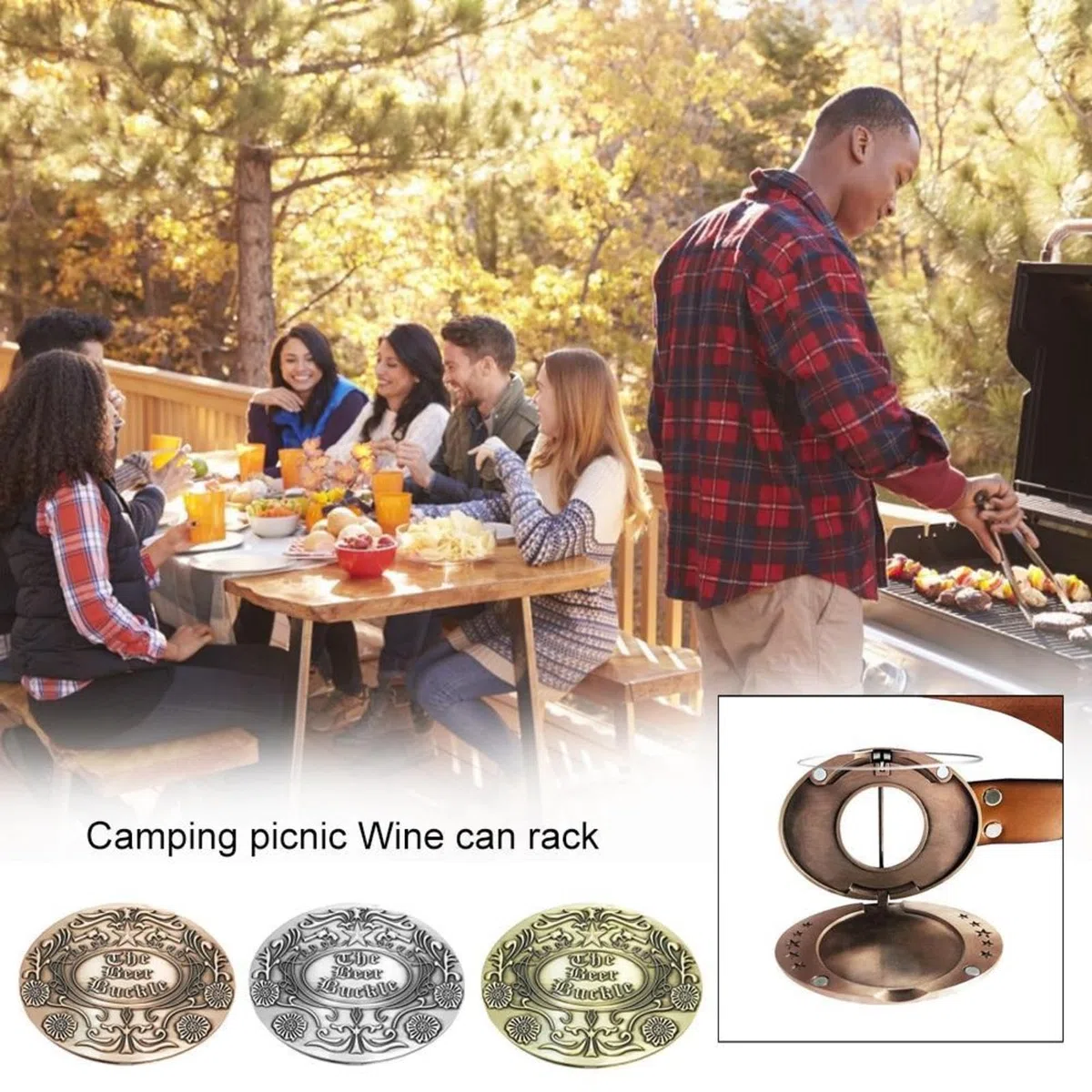 Generico Fibbia per Cintura da Birra, Porta Clip da Cintura per Bottiglia d'Acqua, Porta Lattine per Tazze, Bevande con Fibbia per Barbecue da Picnic All'aperto