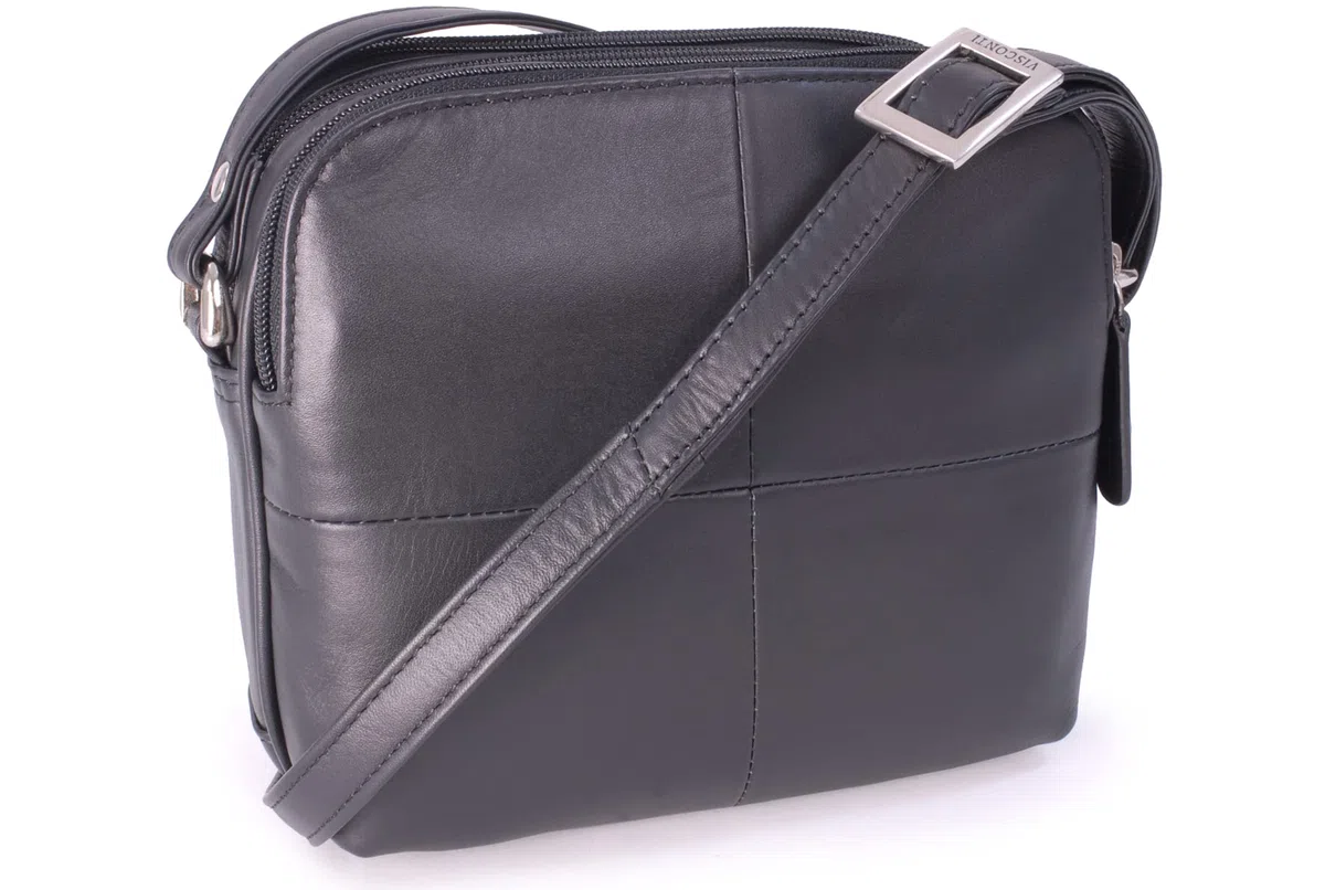 VISCONTI - Borsa a Tracolla Piccola in Vera Pelle - Borsetta Donna - Borsa a Mano con Tracolla Regolabile - 18939 Holly