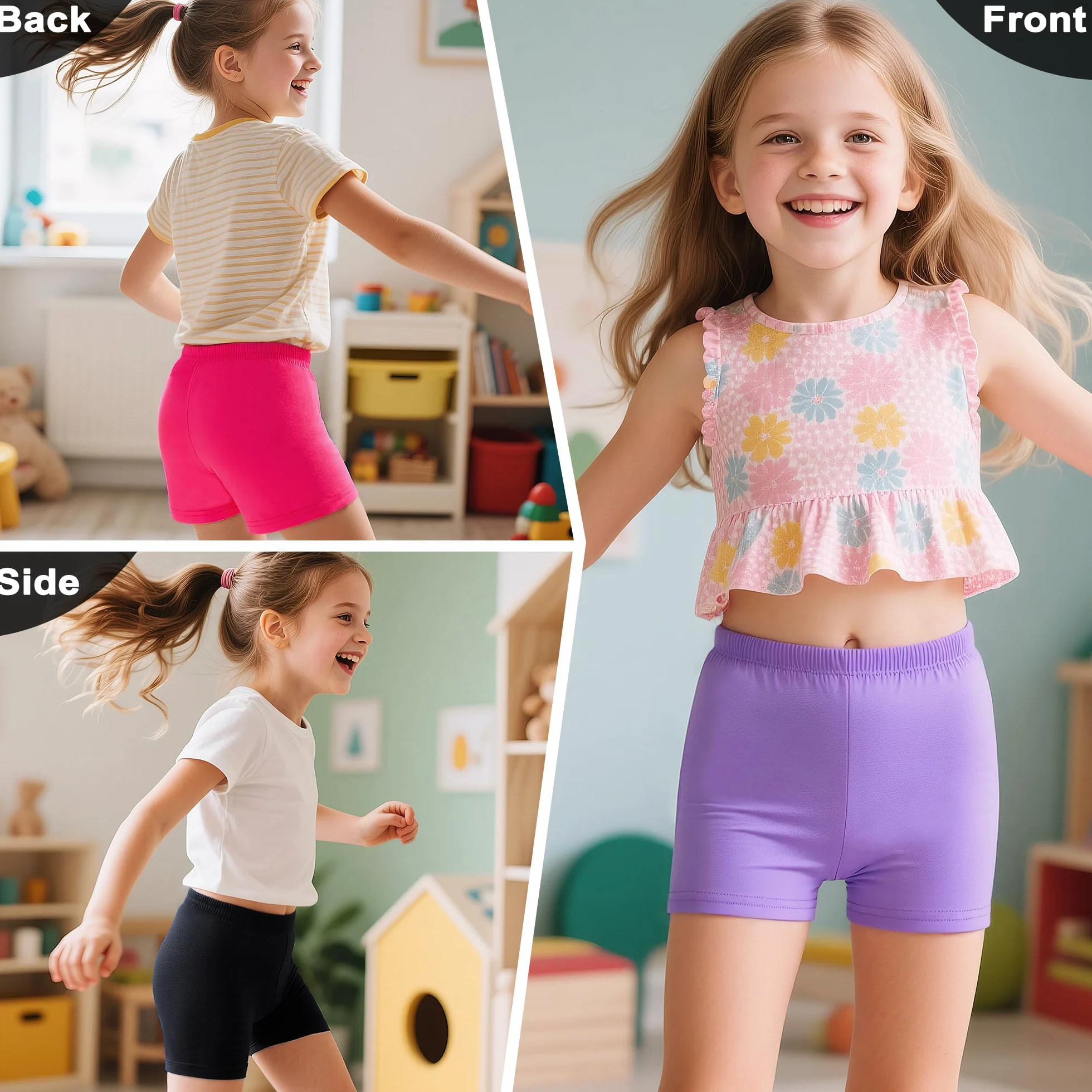 JinBei Pantaloncini Bambina, Ragazze Cotone Corti Leggings Estivi Fitness Danza Ciclismo Shorts, Pacco da 3, Bambini Elasticizzato Confortevole Traspiranti Pantaloni Sportivi Abbigliamento, 5-16 Anni