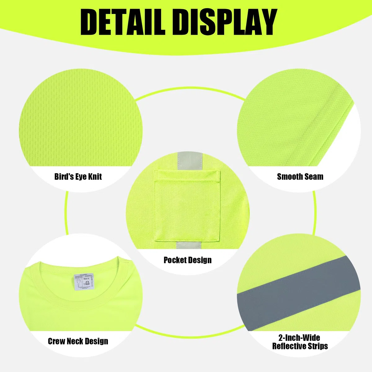 HYCOPROT T-Shirt ad Alta Visibilità Gilet di Sicurezza Riflettente Camicia a Maniche Corte Leggera e Traspirante Abbigliamento da Lavoro a Maniche Corte Camicie