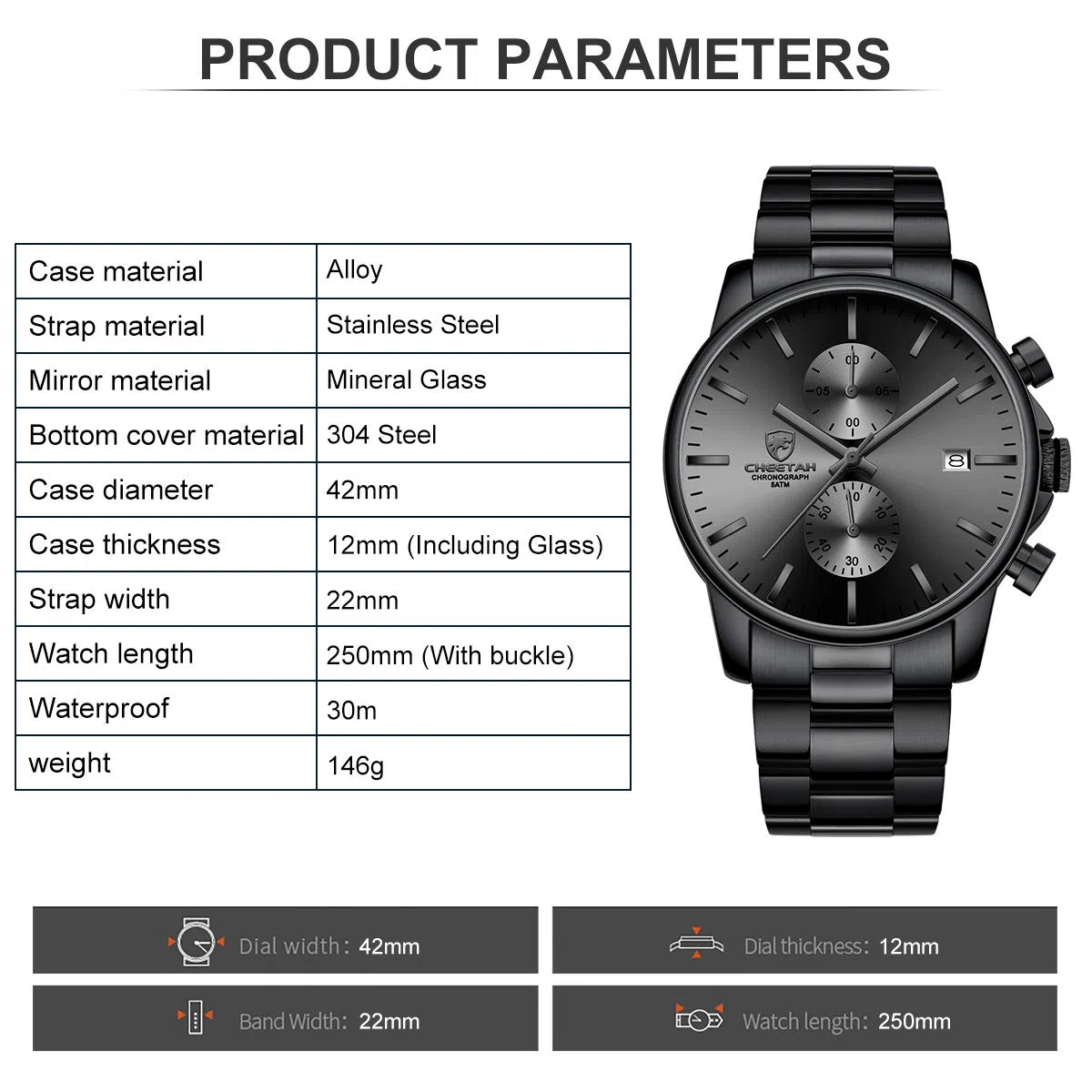 Affute Orologi da uomo in acciaio inox e metallo, stile casual, impermeabile, cronografo al quarzo, data automatica, lancette colorate…