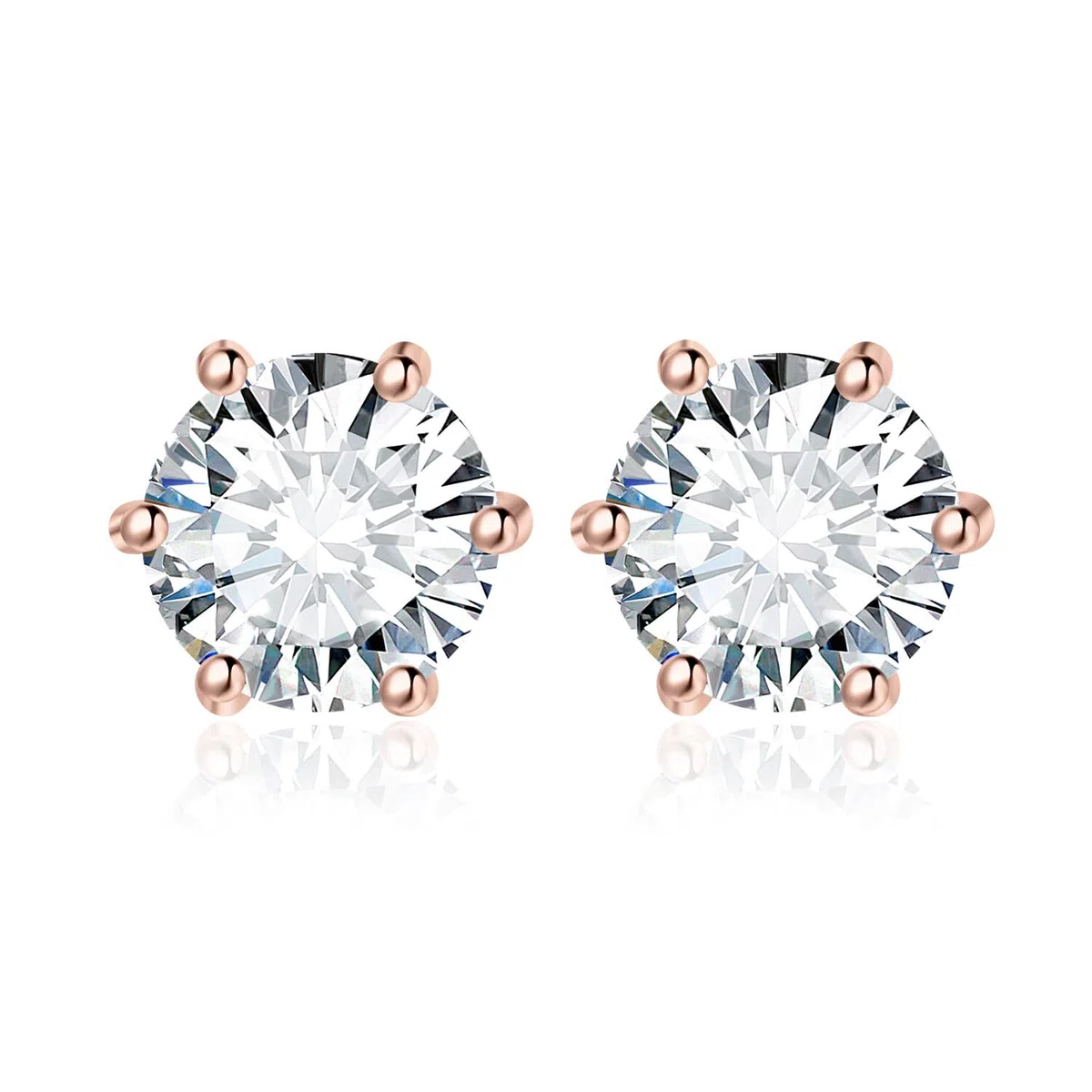 JewelryPalace Orecchini a Bottone Donna Argento 925 con Creato Moissanite, Piercing a Lobo con Pietra a Taglio Rotondo, Solitario in Tre Ori Set Gioielli