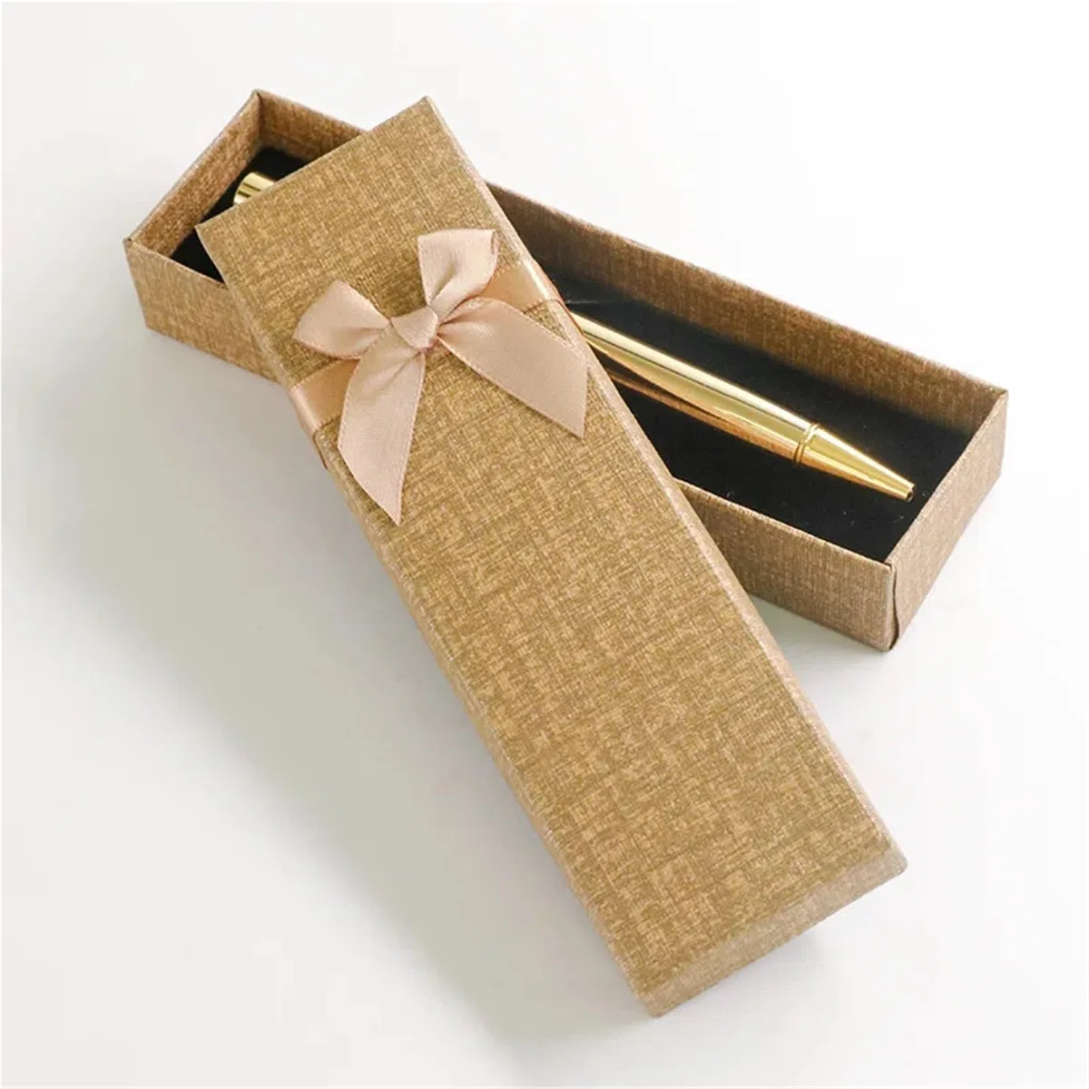 Rettangolo Lungo da 30 Pezzi for Penna, Collana, Portagioie, Scatola di Carta Dura, Scatola di Carta con Fiocco, Scatola di Imballaggio Carina, Regalo di Fidanzamento(Khaki)