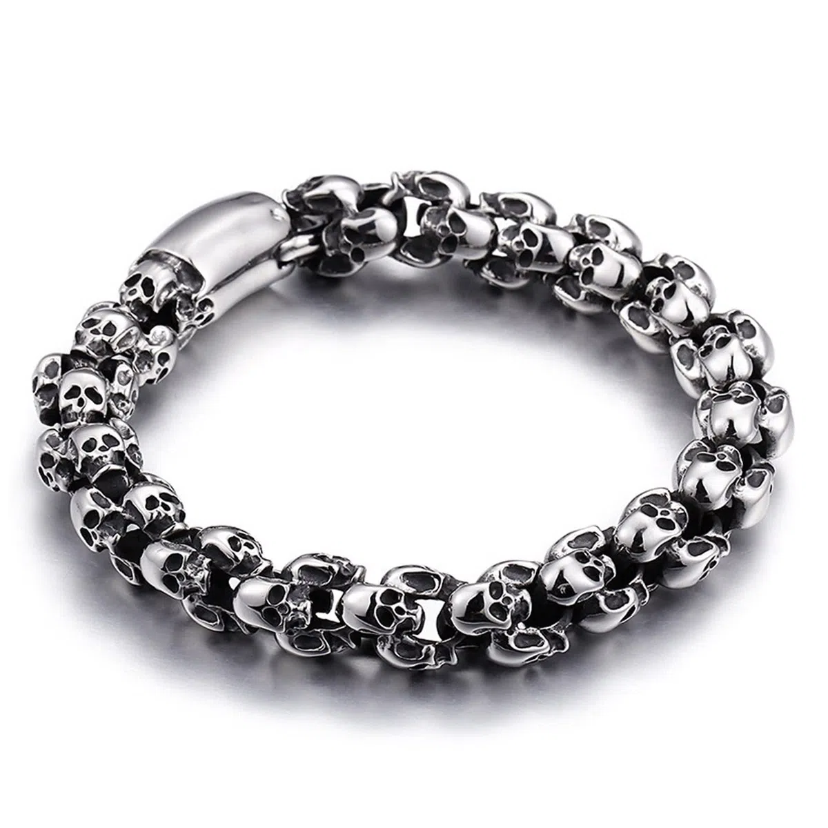 Bracciale sottile da uomo, regalo per uomini giovani, scheletro, in acciaio inox, per anniversario e compleanno
