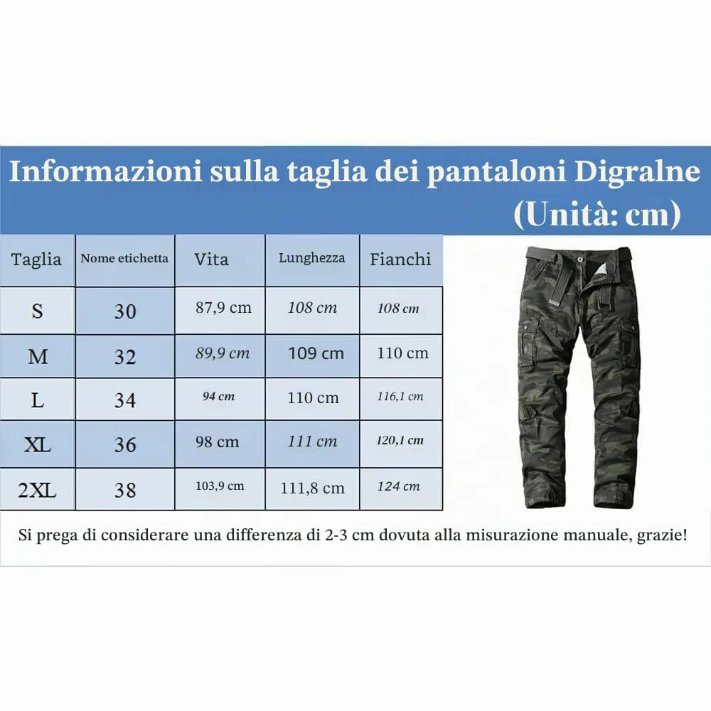 Cargo Militari Uomo Pantaloni da Lavoro Tattici Con Molte Tasche per Caccia in Cotone