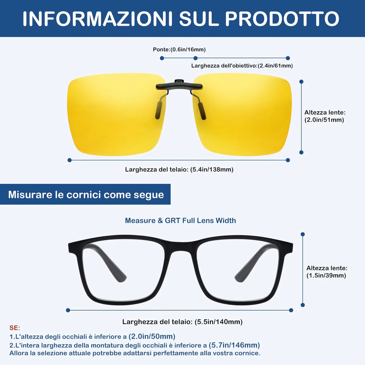Montatura in metallo Bordo Lenti Polarizzate Occhiali da sole Clip 1C