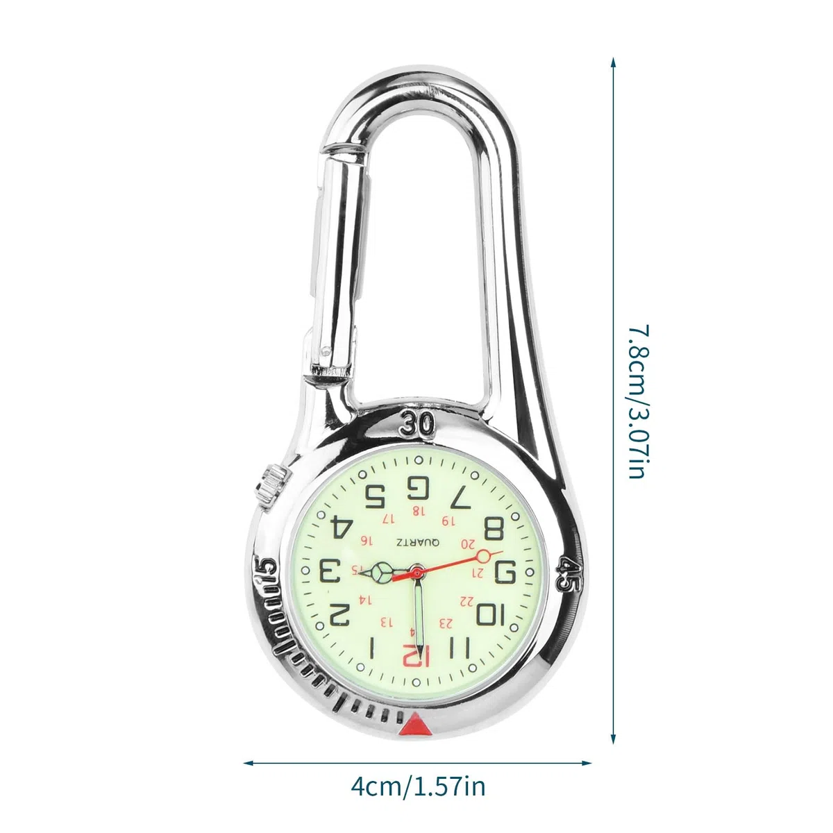 Clip-on Watch Orologio Sportivo con Moschettone, Orologio Infermiere Bagliore Al Buio Orologio Al Quarzo Multifunzione Orologio da Tasca per Dottore Infermiera Arrampicata
