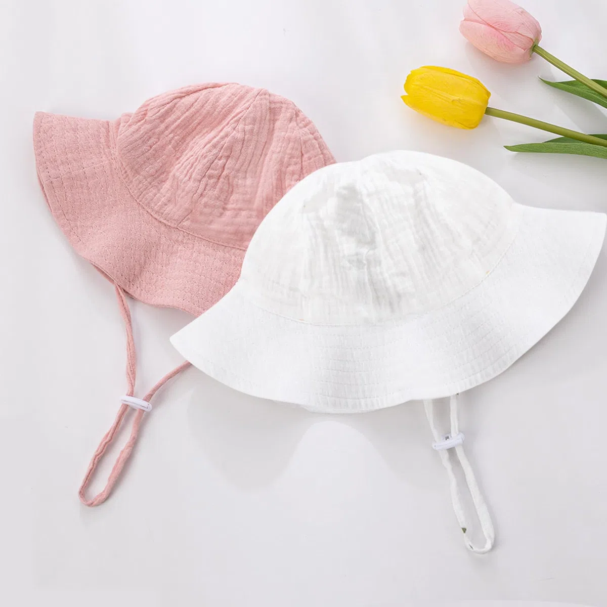 2 PCS Cappello da Sole per Bambine e Ragazze, Cappellino Estivo da Sole per Neonata, Cappello da Sole Regolabile in Cotone per Bambina
