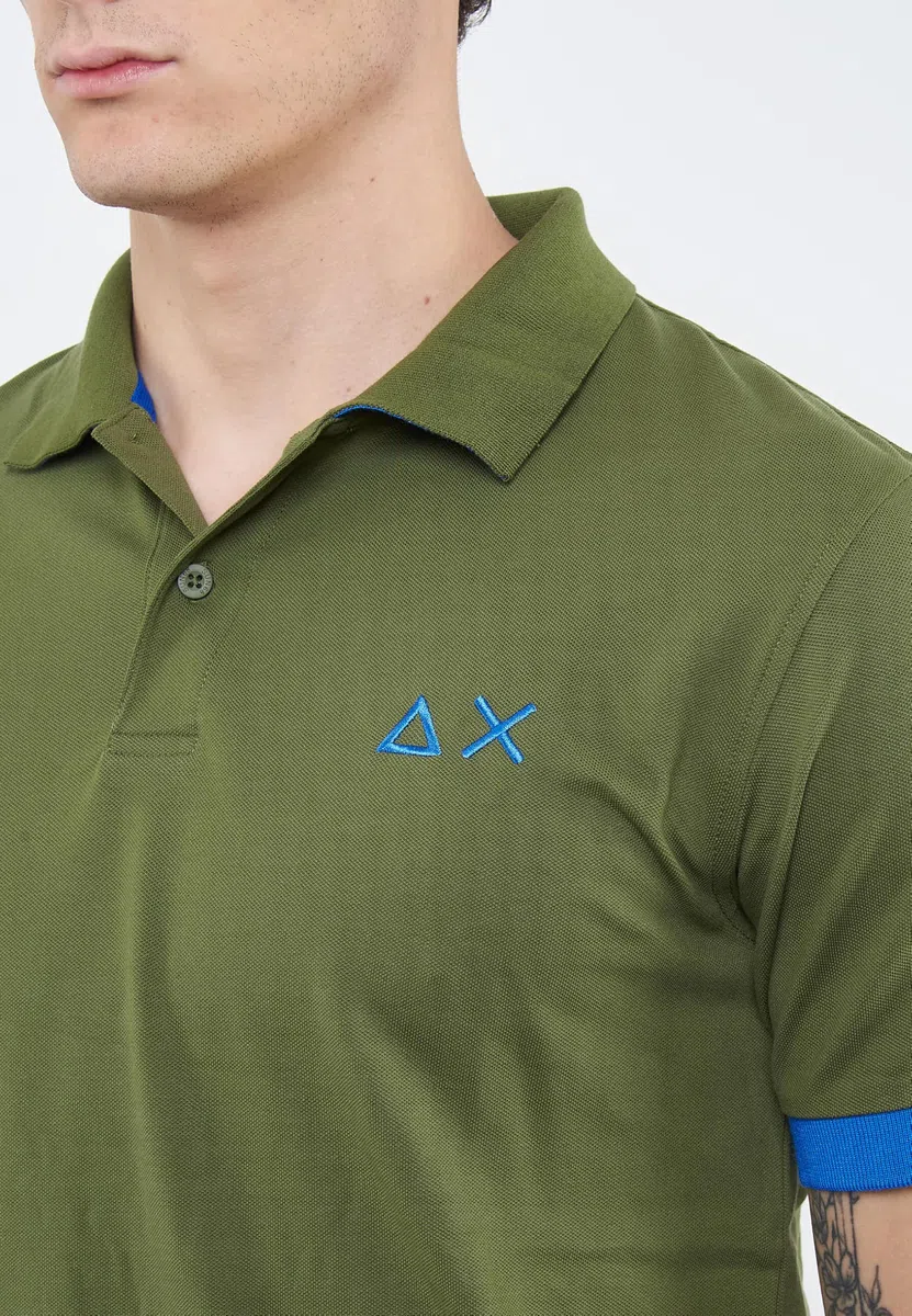 SUN68 Polo con Maxi Logo in Cotone