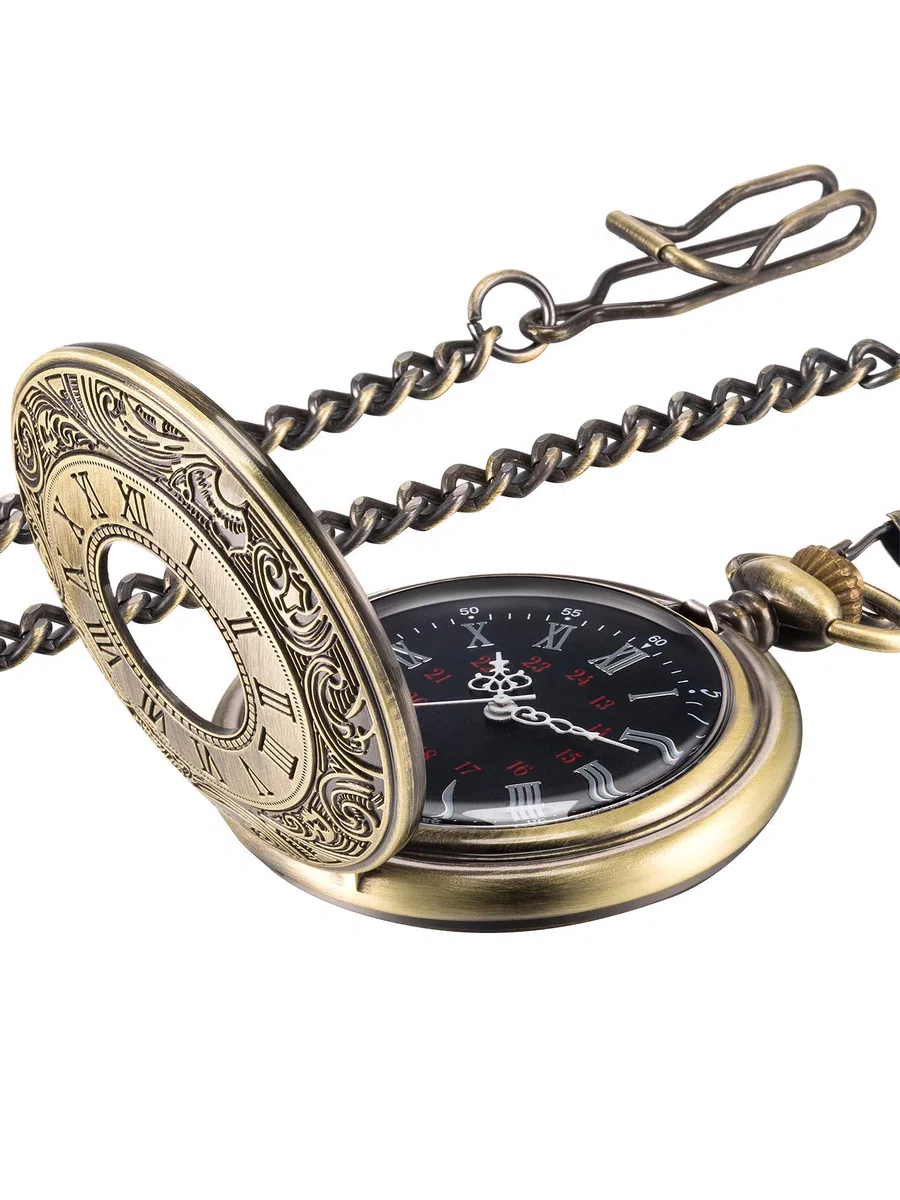 Vintage Pocket Watch Steel Men Watch with Chain