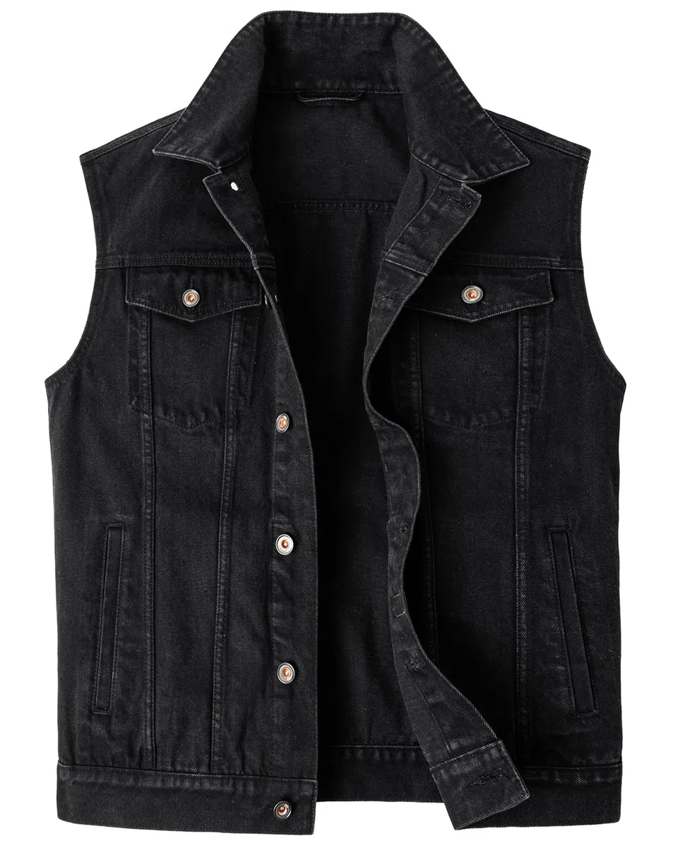 Gilet Smanicato in Jeans Uomo Retro Vintage Cotone Fresco Senza Maniche Giacca di Denim per Capispalla Fotografia Moto