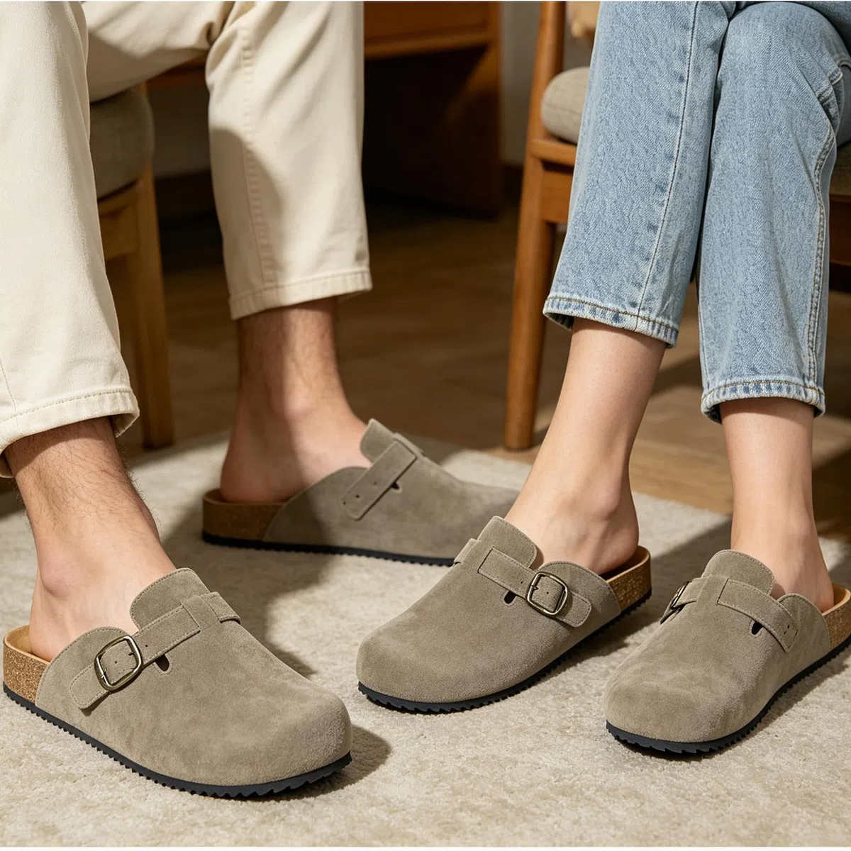 Sabot Donna Ciabatte Uomo Chiuse con Comodo Pantofole in Pelle Scarpe da Giardino Traspirante Sandali Ciabatta 36-46