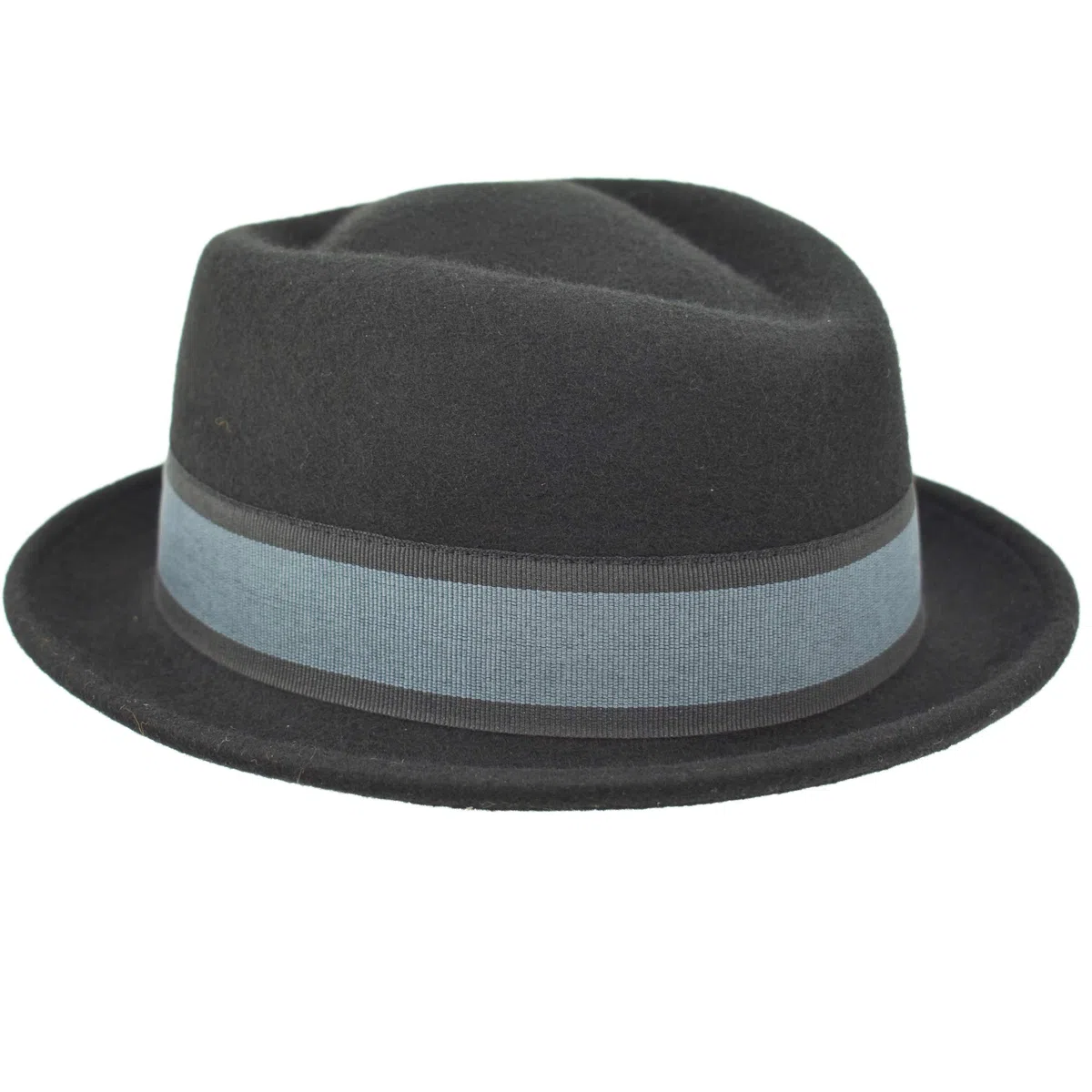 Melegari Cappello Jazz Pork Pie Charles | Feltro di Lana Nastro Rigato | Made in Italy | Uomo Donna | Autunno/Inverno