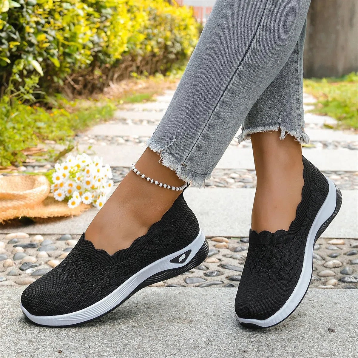 Scarpe Ortopediche Donna Estive Senza Lacci Scarpe Slip On da Corsa Camminare Comode Ginnastica Morbida Sneakers Traspiranti Leggere Antiscivolo Sneakers Diabetici Pianta Larga Sanitarie Outdoor Sport