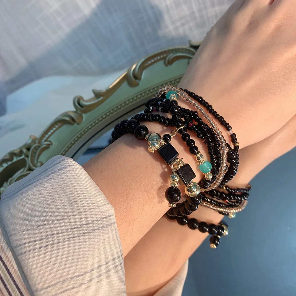 CFWSHJ Bracciale Elasticizzato con Perline Multistrato da Donna Braccialetti con Perline impilabili Bohemien Bracciale con Perline Elasticizzate Boho