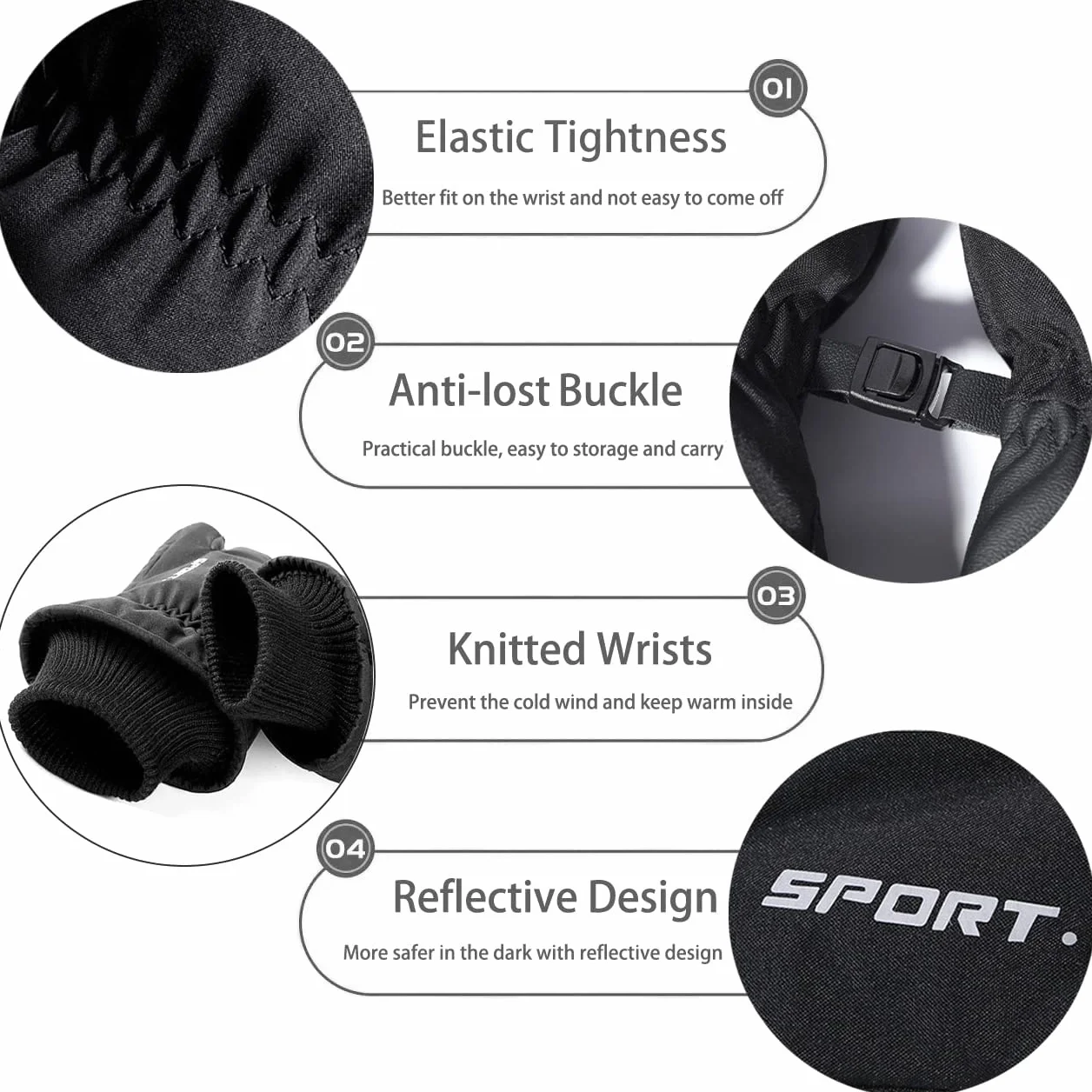 Guanti da Sci, Guanti Invernali Impermeabile Caldo Guanti Sportivi Antivento Caldi Guanti Antiscivolo Guanti Touch Screen per Uomo Donna Sci Snowboard Moto Bici Corsa Trekking Alpinismo Ciclismo