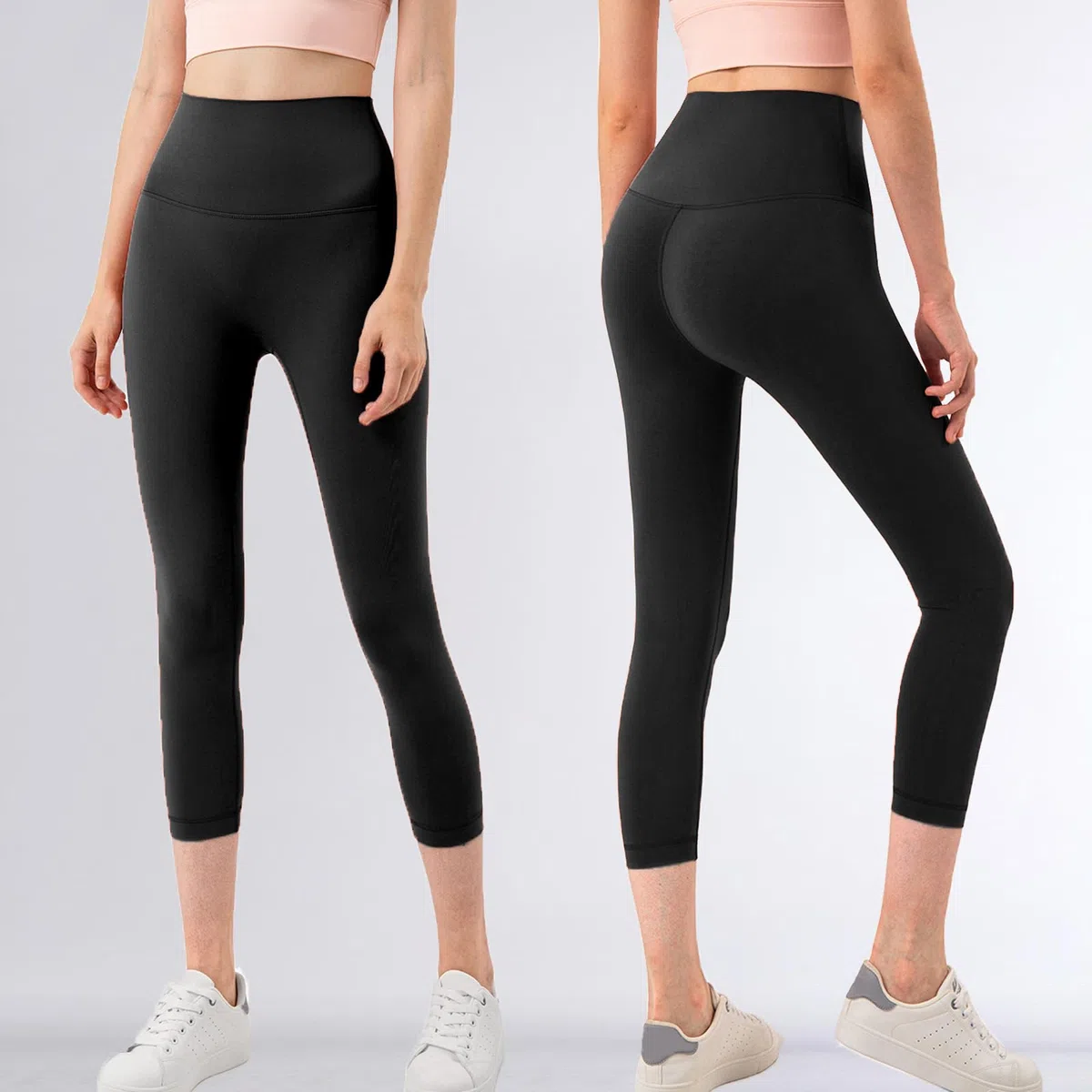 Leggins Sportivi Donna Push Up 3/4 Leggings Palestra Vita Alta Pantaloni Fitness Yoga Elasticizzati Anticellulite Pantaloni con Tasche per Pilates Sport Gym Running Tempo Libero, Jogging