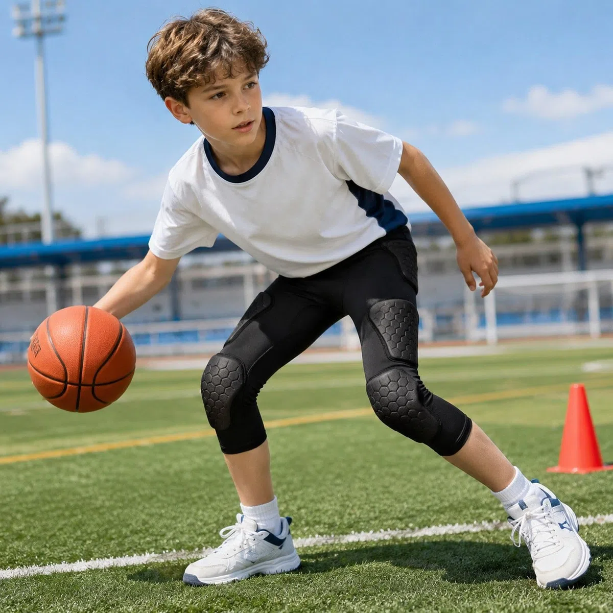 Pantaloni Da Softball Bambini Imbottitura EVA Protezione Impatto Tessuto Traspirante Cuciture Resistenti Elasticità Comfort Adatti per Allenamento Spo