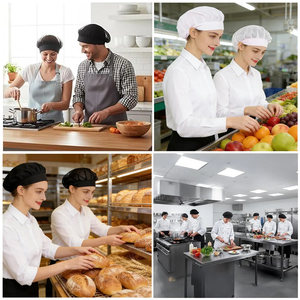 2 x cappello da chef cucina cappello da cuoco elastico in rete per catering panettiere servizio alimentare riutilizzabile