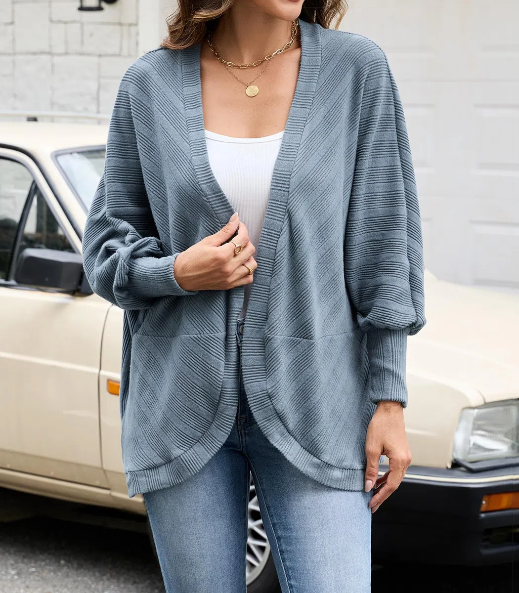 Cardigan da Donna Casuale Manica Lunga Maglione Leggero Scollo a V Elegante Manica Lunga Giacca Cardigan