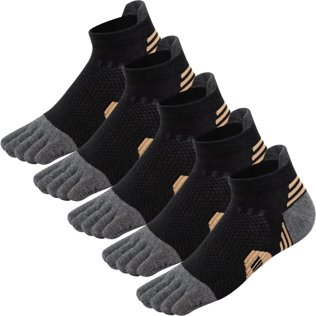 Calzini Da Uomo Con Punta A Cinque Dita Corsa Cotone Athletic Low Cut Per Gli Uomini Asciugatura Veloce Traspirante Morbido per Allenamento Corsa Fitness - Confezione da 5