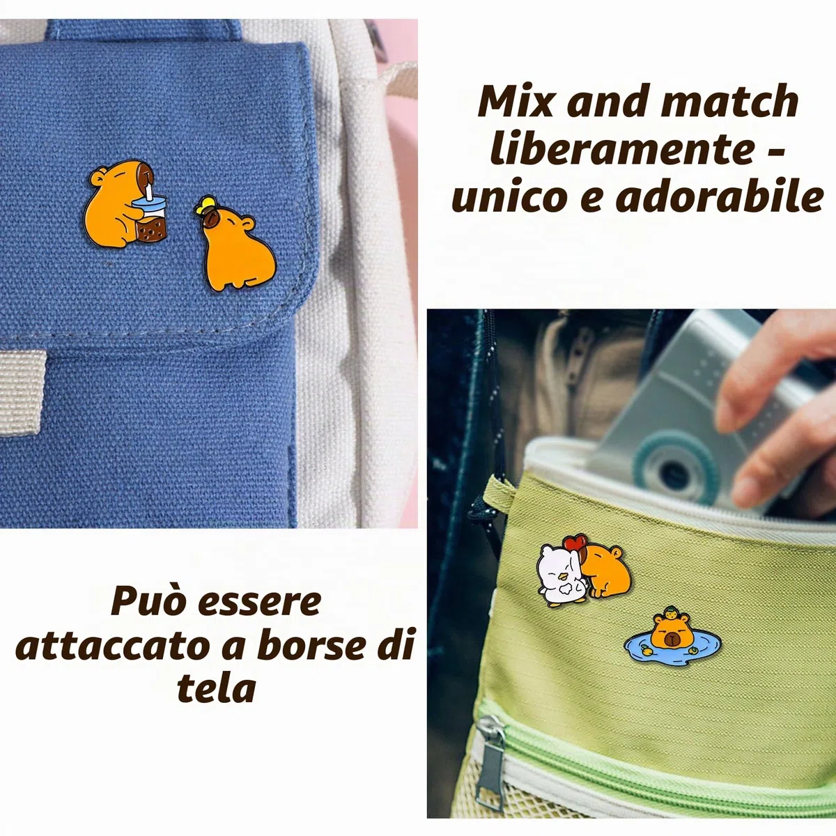 12 Pezzi Capibara Spille, Cartoni Animati Spilla, Distintivo Spille per Vestiti, Carino Capibara Spillette Pins, Capybara spille per Zaino, Spilla Smaltata per Donne, Bambini, Ragazze, Ragazzi