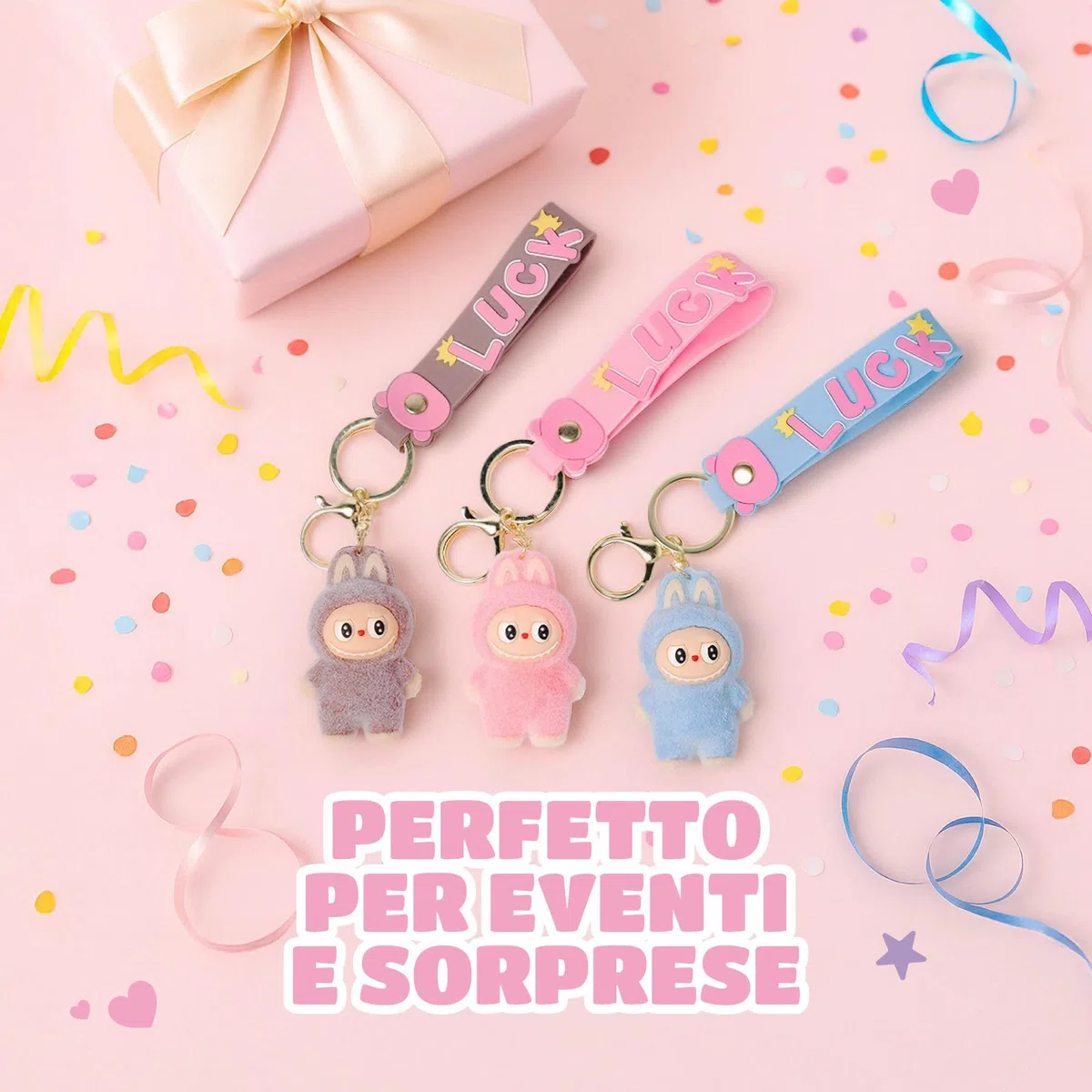 Set 3 Portachiavi Kawaii Monsters Colorati Blind Box da Collezione