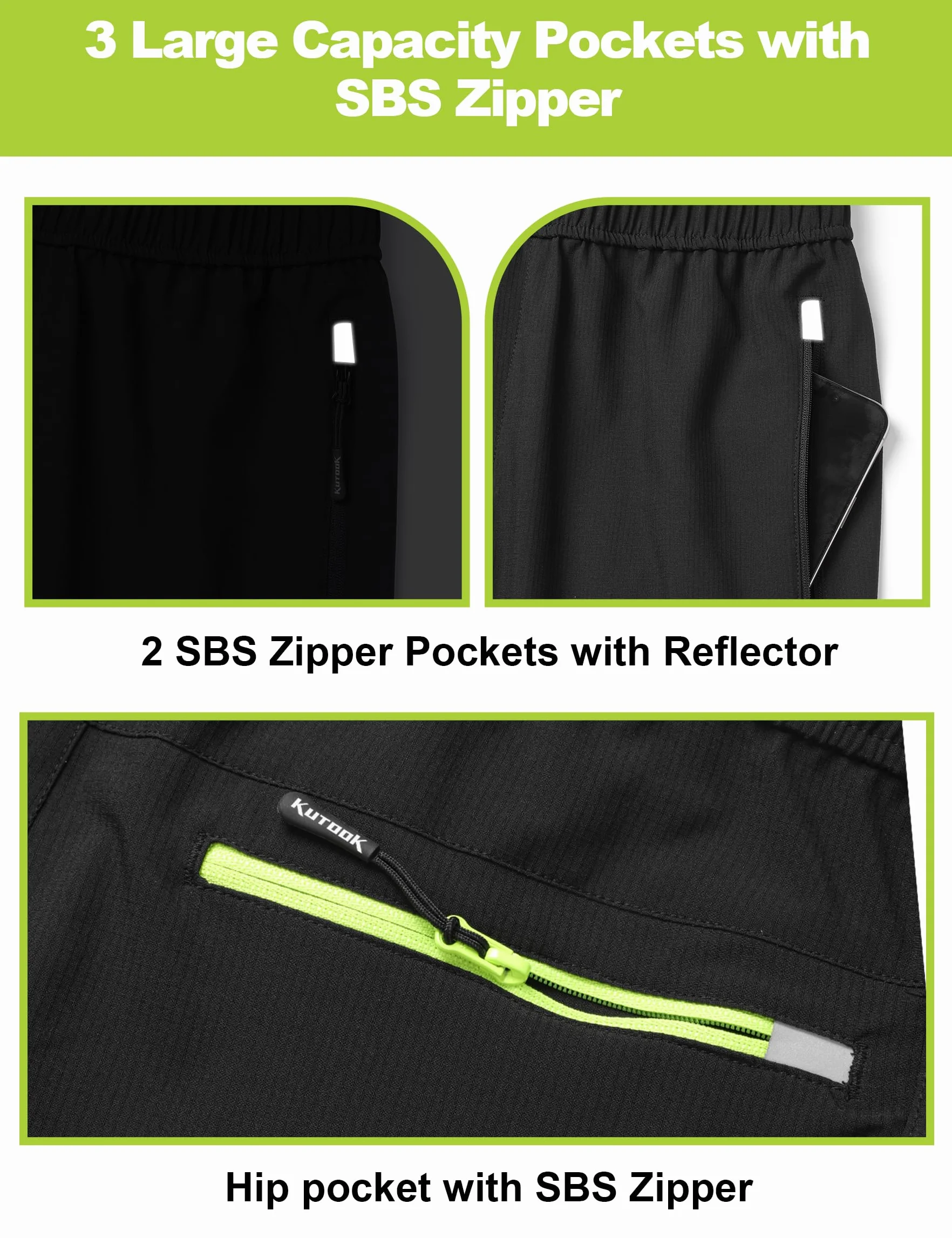 KUTOOK Pantaloni Ciclismo Invernali Pantaloni Softshell Uomo Pantaloni MTB Lunghi Antivento Impermeabile da Trekking Bici Escursionismo Montagna Arrampicata