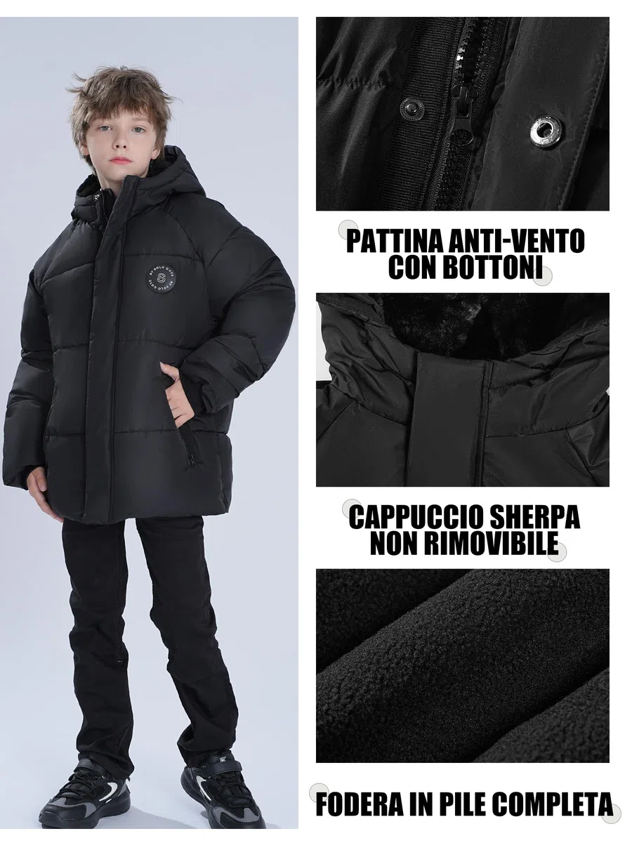 maoo garden Giubbotto Inverno Bambino Piumino Imbottito Pesante Con Rivestimento In Pile Per Ragazzi 8-14 Anni