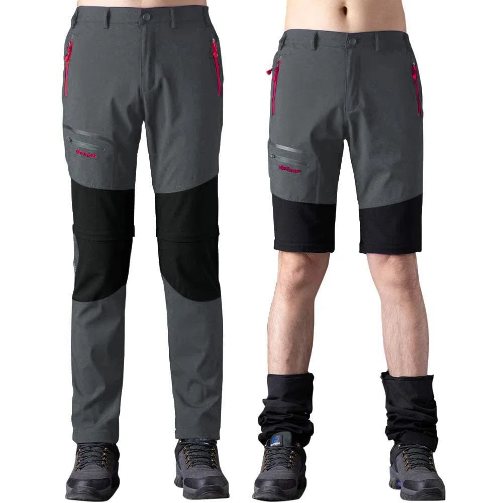 SANMIO Pantaloni Trekking Uomo Esterno Asciugatura Veloce Funzionali Leggeri Traspiranti Convertibile Pantaloncini Softshell Pantaloni da Arrampicata Casual