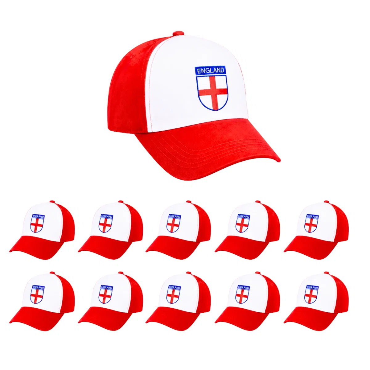 SHATCHI 20 Cappellini da Baseball, Tifosi Dell'Inghilterra, Accessori Regolabili per Rugby Calcio Coppa del Mondo di Cricket, Rosso e Bianco, Etichettalia Unica Unisex-Adulto