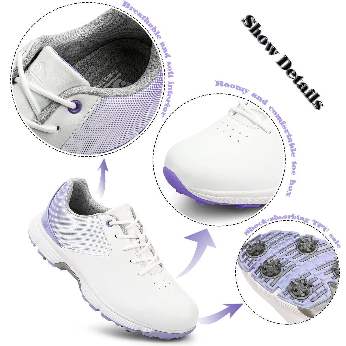 Donna Scarpe da Golf, Impermeabili Leggere per Stivali da Golf con Punte, Scarpe da Golf Femmina Antiscivolo per Allenamento Taglie 36-43