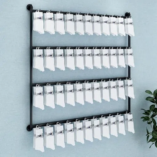 Organizer da parete per calzini, espositore per gioielli in metallo con gancio rimovibile, mensola per biancheria intima e accessori, ideale per cappelli e altro, 80 cm