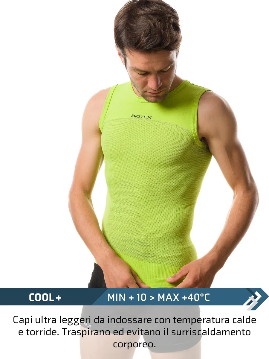 BIOTEX Canotta +Carbon Traspirante e Antibatterica da Uomo per Ciclismo e Running, Intimo Tecnico Sportivo Ideale per L'Estate e per l'inverno