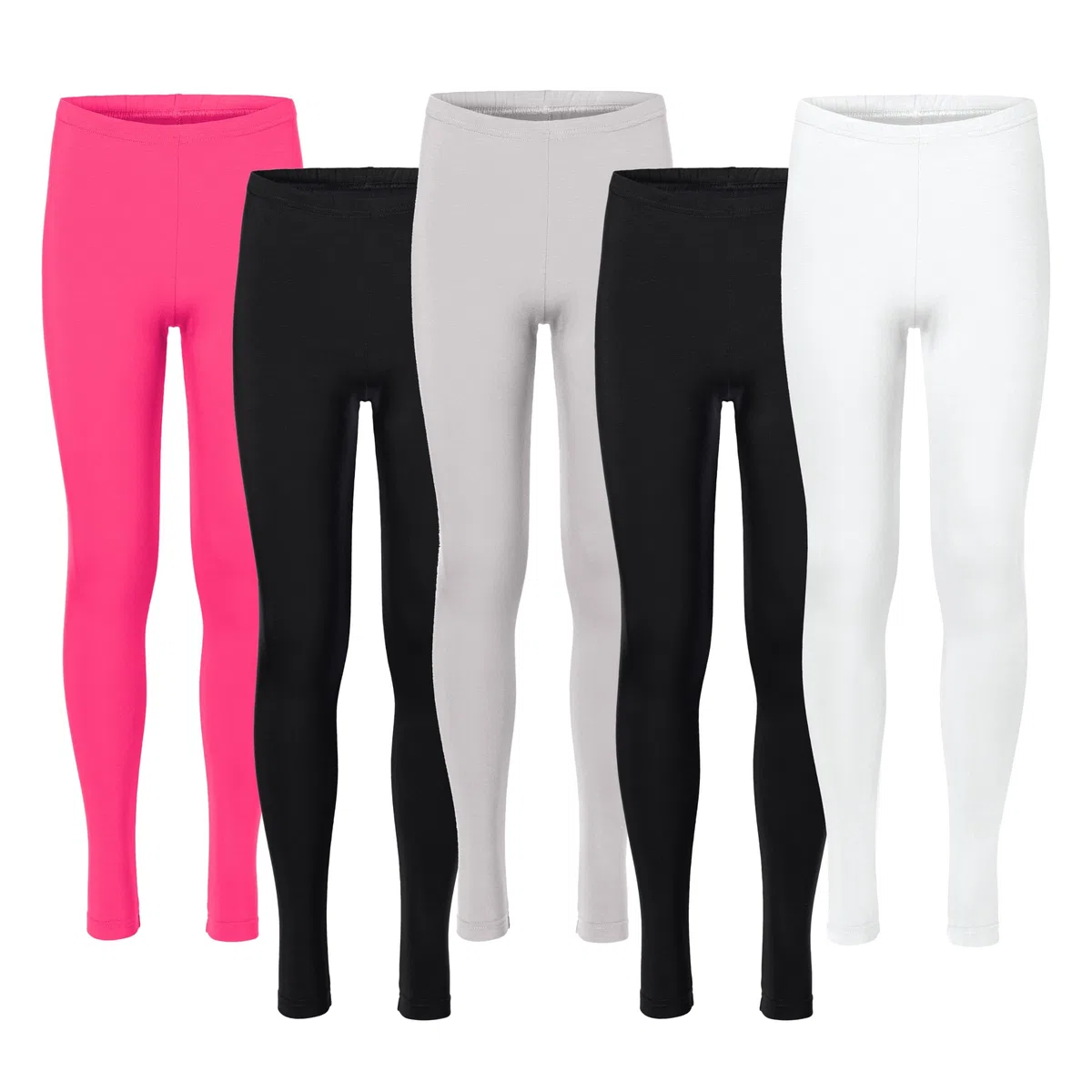 Merry Style 5 Pack Leggings Bambina e Ragazza Lunghi in Viscosa MS10-130 | Vita elastica, tessuto morbido e modello aderente alla caviglia per scuola, casa e tempo libero
