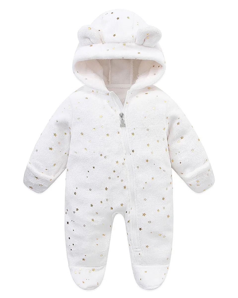 WYTbaby Tuta invernale in pile per neonati, con cappuccio, autunno e inverno, per ragazzi e ragazze, 0-12 mesi