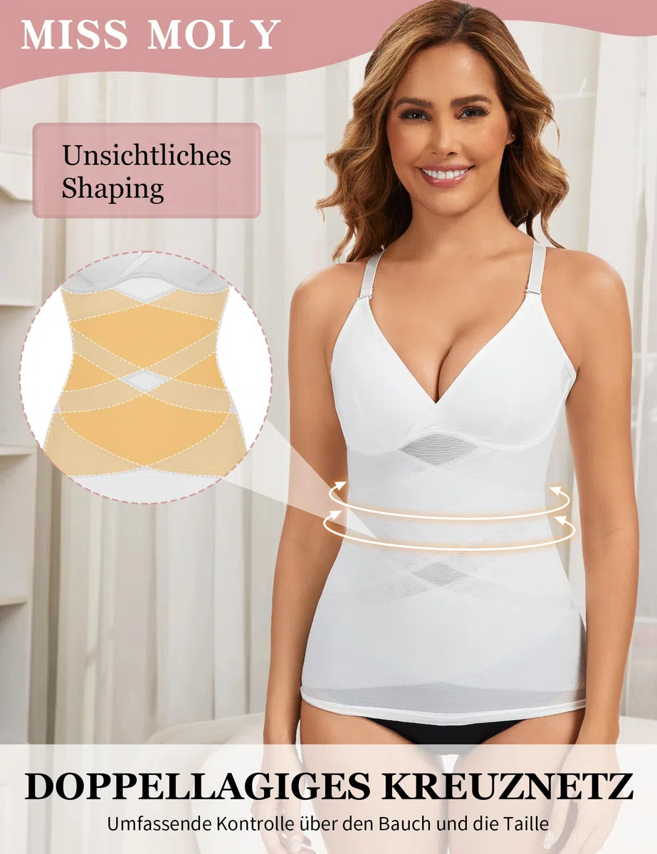MISS MOLY Canottiera da donna in rete, modellante per la pancia, shapewear da donna, elasticità modellante