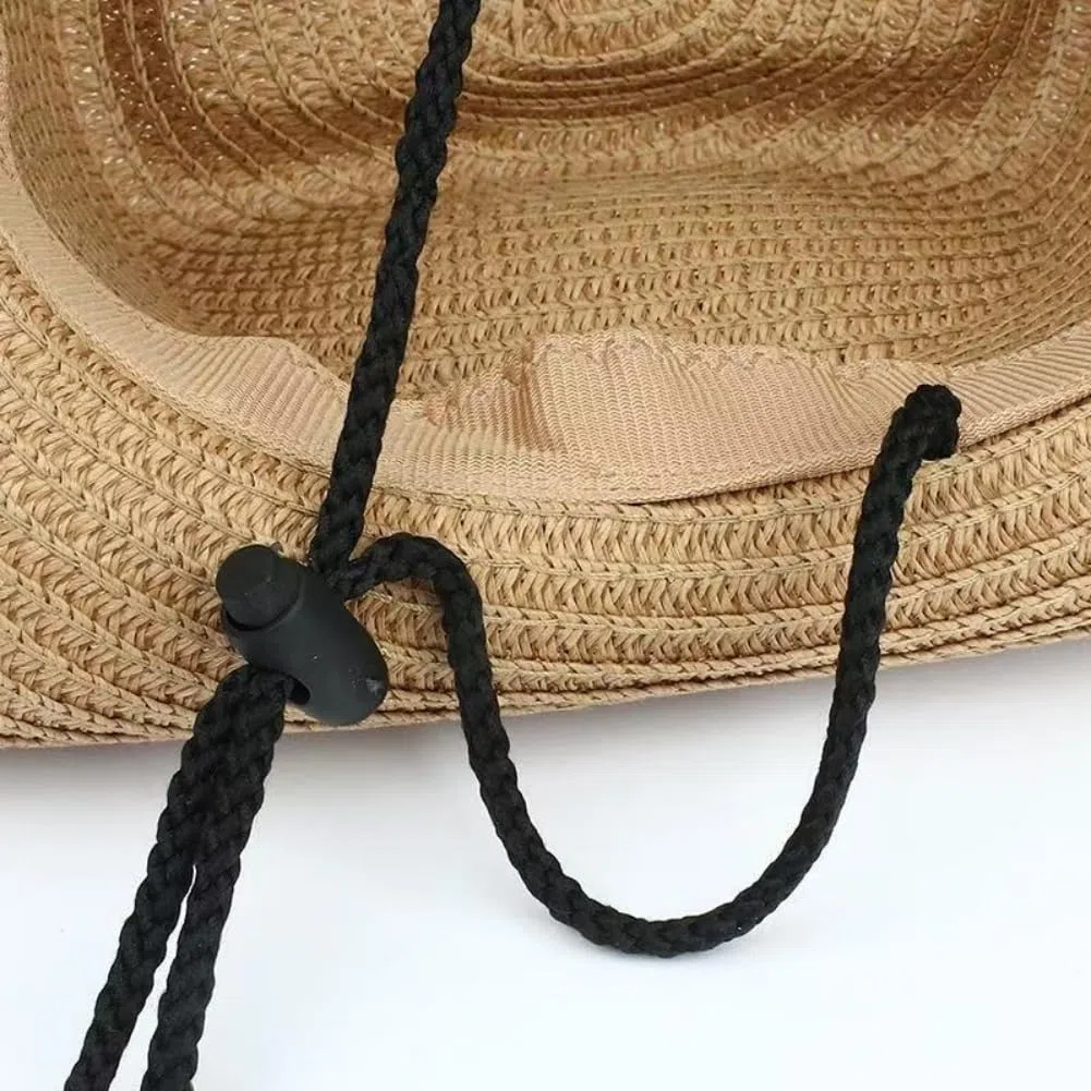 Générique Confezione da 10 cappelli da cowboy con bandane da uomo e da donna Western Cowgirl Hat Foulard Cappello di paglia Panama per accessori da festa, rodeo, mascherate