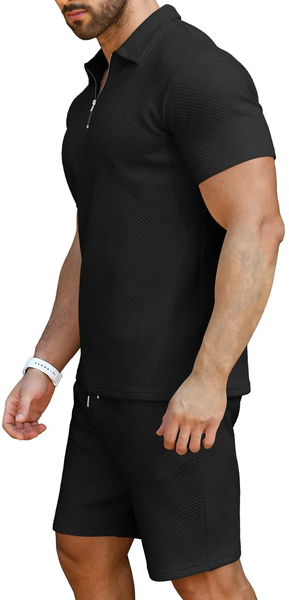 KUYIGO Uomo Polo e Pantaloncini 2-Piece Set Abbigliamento Tuta Estiva Moda Casual Tute Sudore M-3XL