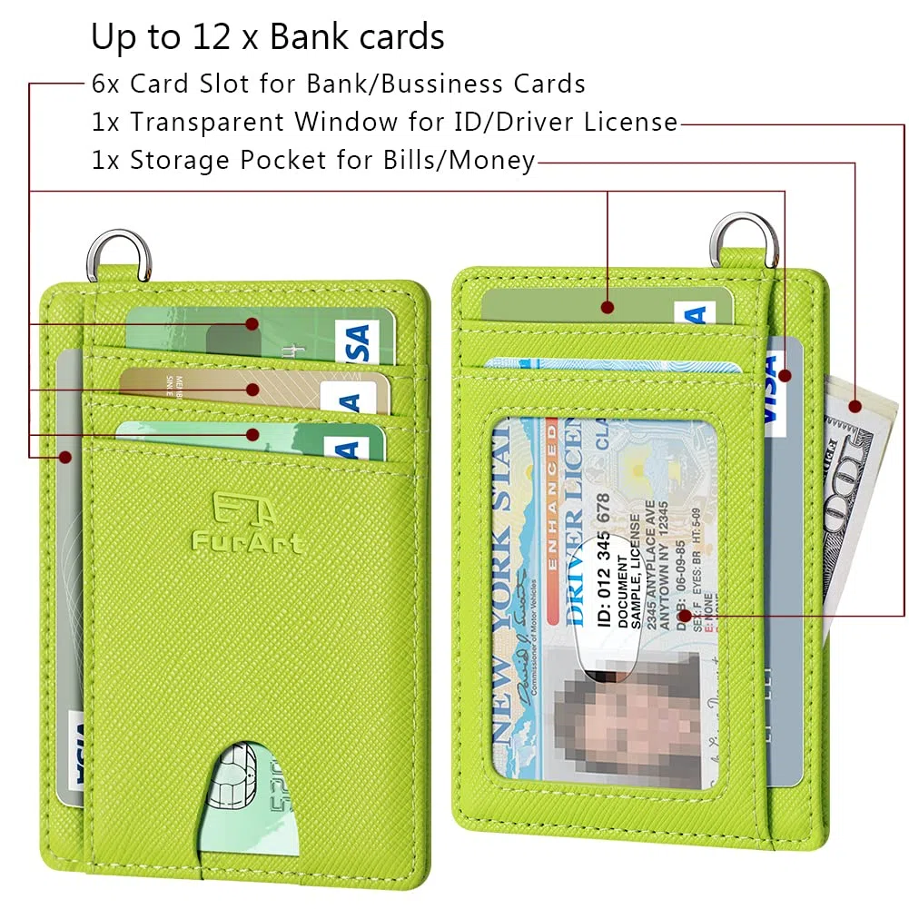 FurArt Porta Carte di Credito, Protezione RFID Portafoglio porta tessere Sottile, Slim Porta Carte Credito Da Uomo e Donna