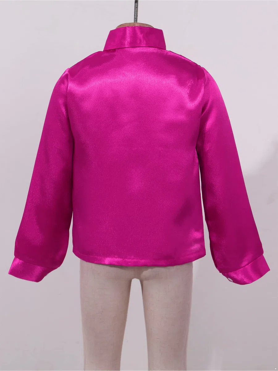 IEFIEL Bambini Camicie con Paillettes Lucenti a Maniche Lunghe da Ballo Jazz Latino Americano Ragazzi Costumi di Danza Moderna Performance Fantasia Dancewear 4-14 Anni