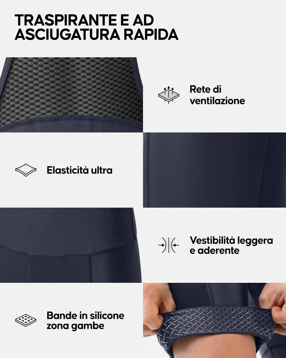 DANISH ENDURANCE Salopette da Ciclismo, Fondello con Imbottitura 3D in Camoscio, Pettorina e Pantaloncini, Quick Dry, Uomo Blu Scuro M