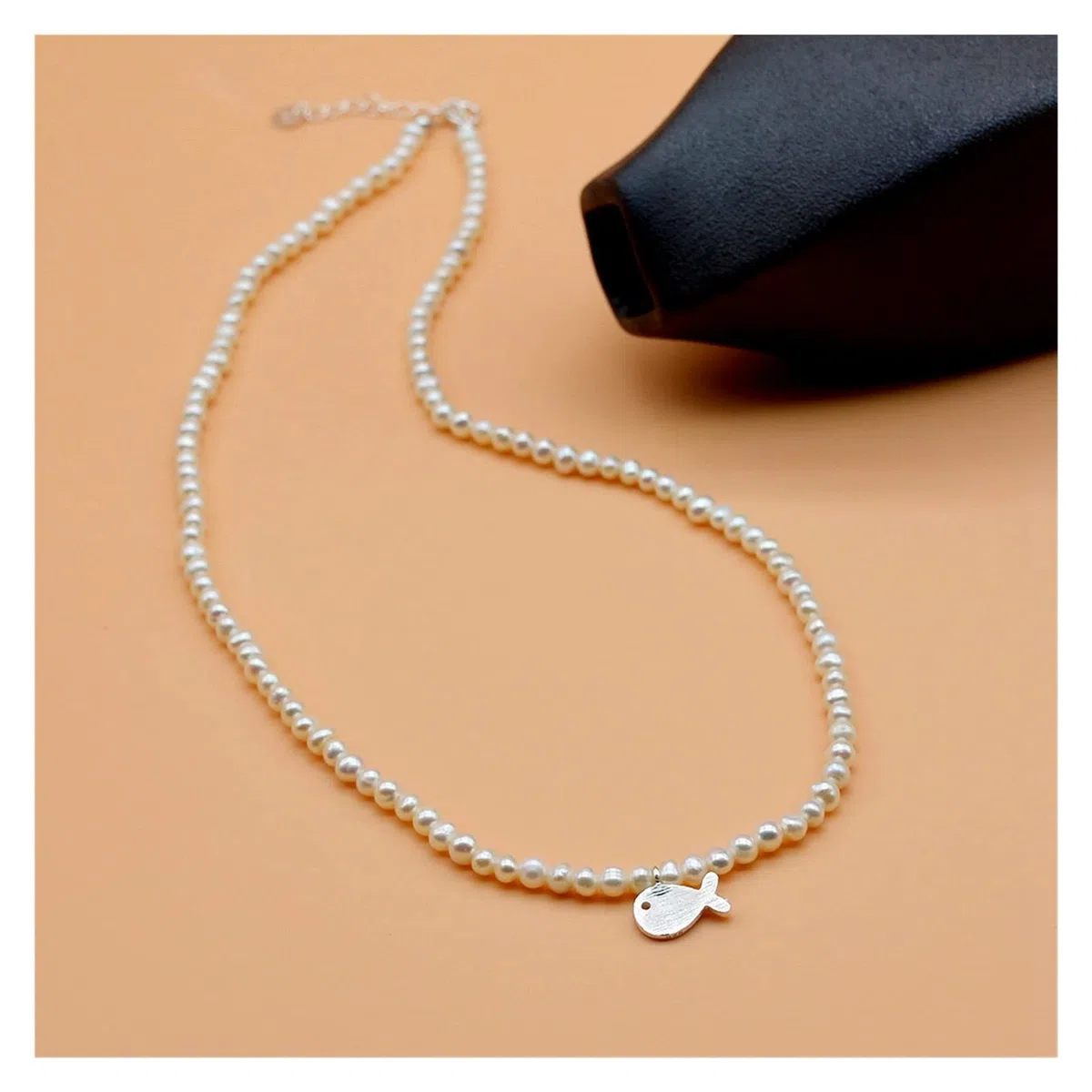 Collane da donna Simpatica collana di balene piccola collana di perle for ragazza con gioielli in argento fatti a mano in argento sterling 925 con perle naturali accessori alla moda