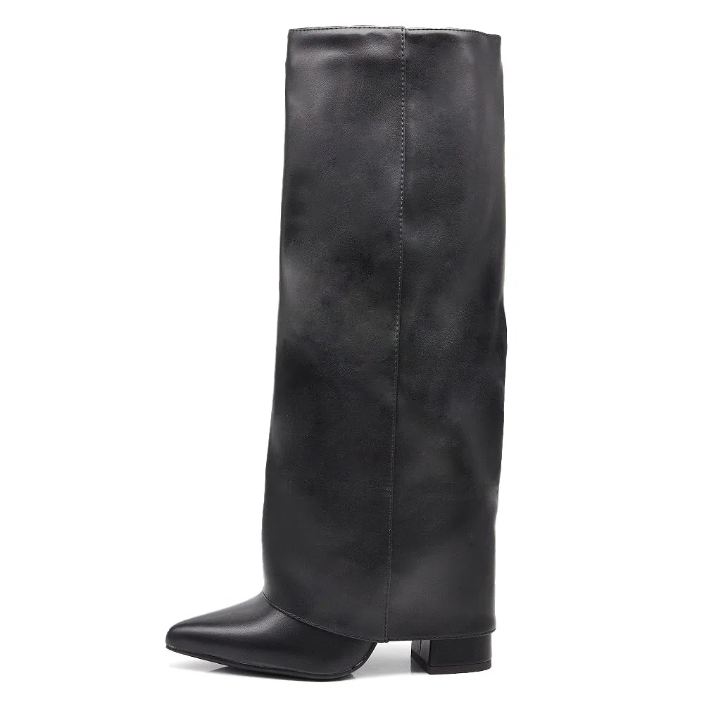 IF FASHION Stivali Alti A Punta Gambale A Ghetta Cownboy Texani Con Tacco Alto Da Donna GA017