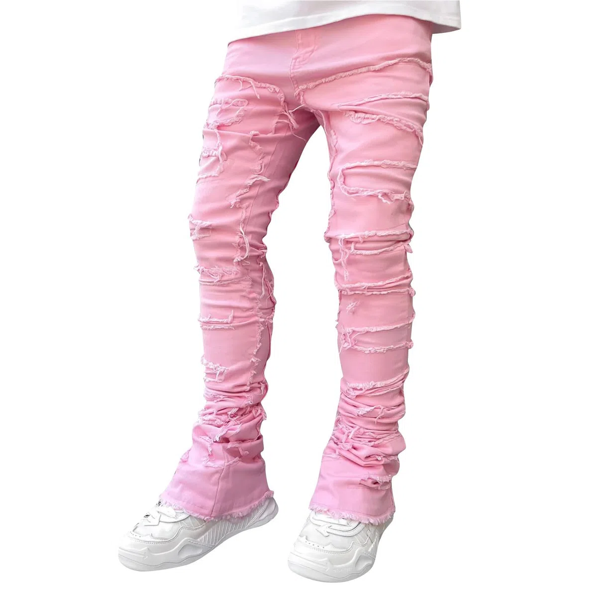 Jeans elasticizzati da uomo Destroyed Slim Fit Jeans Skinny Hip Hop Denim Pantaloni con fori per gli uomini Jeans strappati Nero Vintage Pantaloni Casual Jeans a tinta unita Jeans Adolescenti Ragazzi