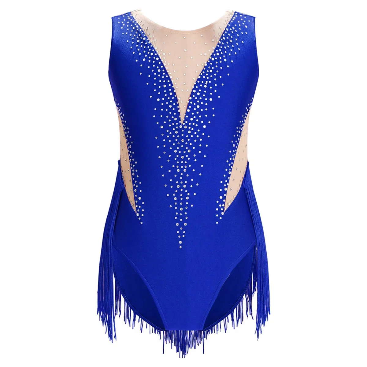 inhzoy Body Danza Bambina Balletto Body Danza Classica Moderna Senza Maniche Nappe Strass Leotards Pattinaggio Artistico Bodysuit Ginnastica Ritmica Costume da Danza, 6-16 Anni